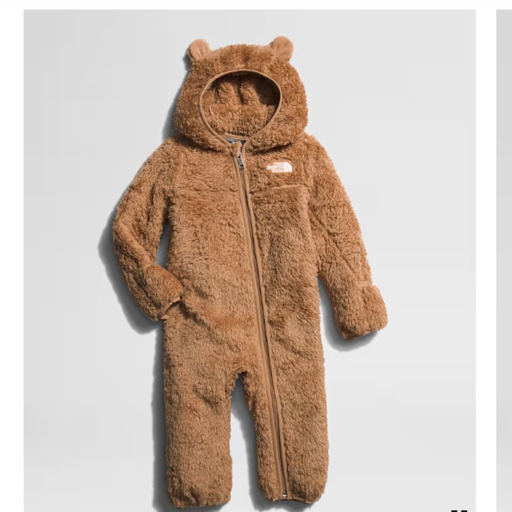 The North Face Brown Baby Bear Full Zip One Piece Fleece Jumpsuit